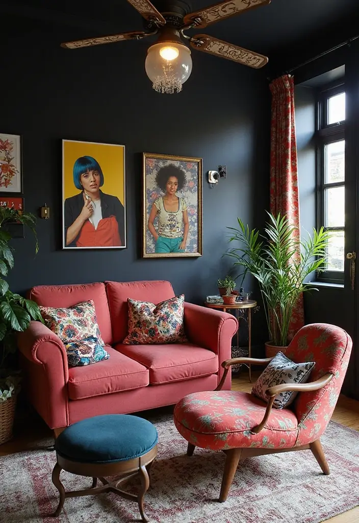 25 Black Bedroom Ideas That Are Bold and Elegant - 13. Eclectic Mix