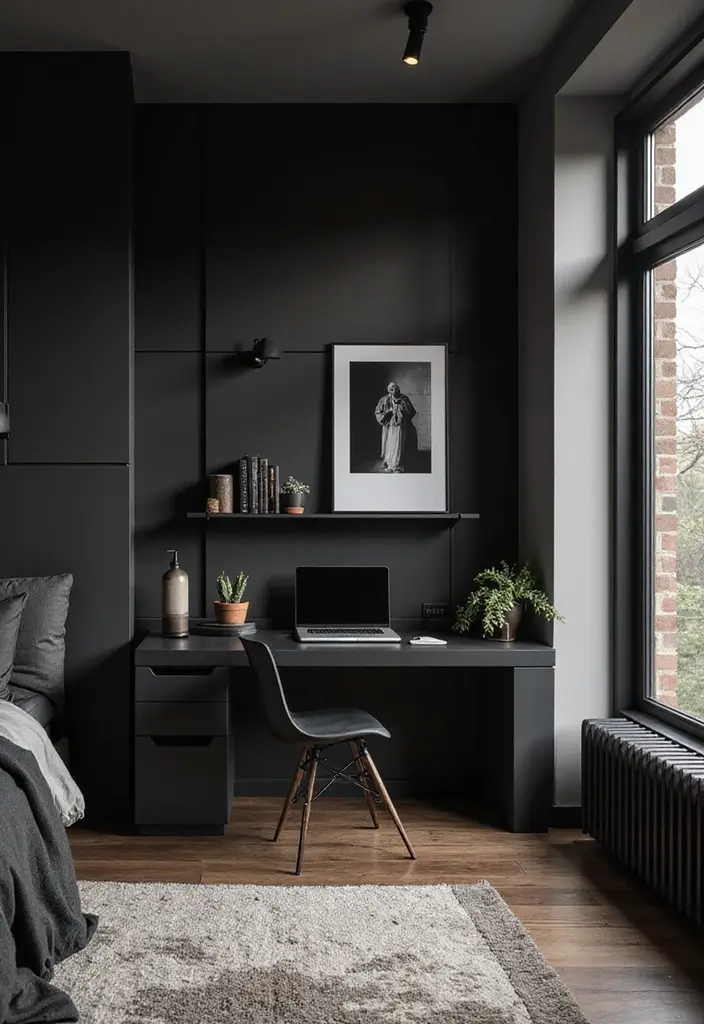 25 Black Bedroom Ideas That Are Bold and Elegant - 24. Functional Spaces