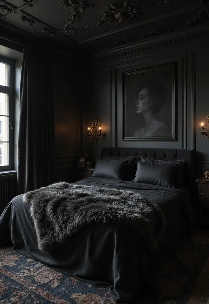 25 Black Bedroom Ideas That Are Bold and Elegant - 4. Luxurious Textures