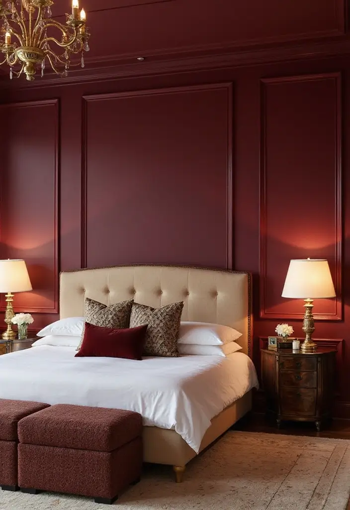 26 Paint Colors for Bedroom That Transform Your Space Instantly 15 26 Paint Colors for Bedroom That Transform Your Space Instantly - 15. Rich Burgundy