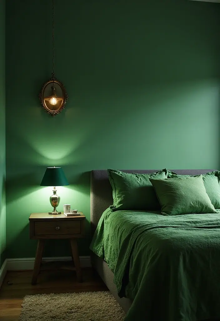 27 Green Bedroom Ideas That Feel Fresh and Calming 13 27 Green Bedroom Ideas That Feel Fresh and Calming - 13. Green Lighting Fixtures