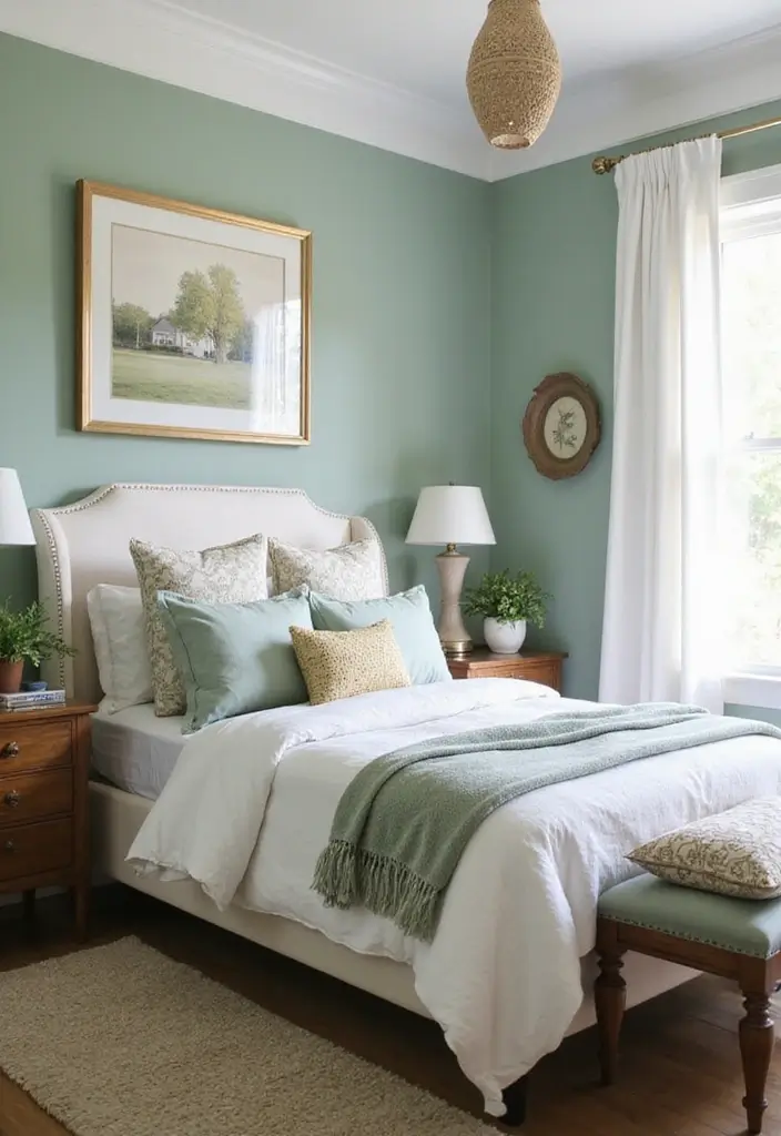 27 Green Bedroom Ideas That Feel Fresh and Calming 27 27 Green Bedroom Ideas That Feel Fresh and Calming - 27. Seasonal Green Updates