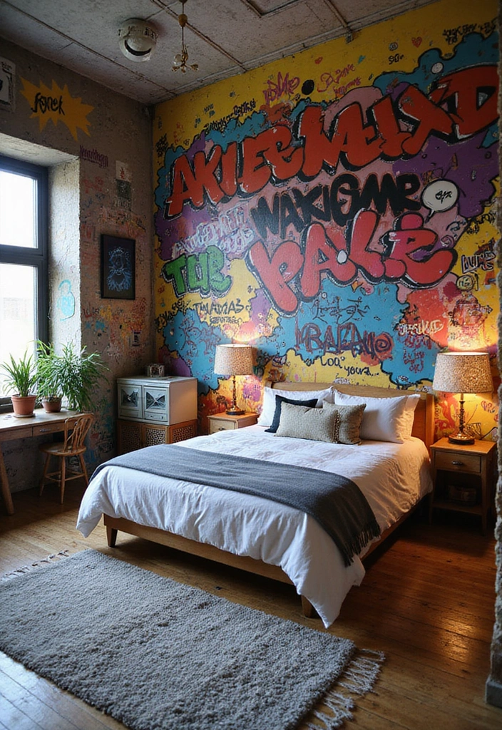 29 Teen Boy Bedroom Ideas Full of Energy and Personality - 14. Graffiti and Street Art