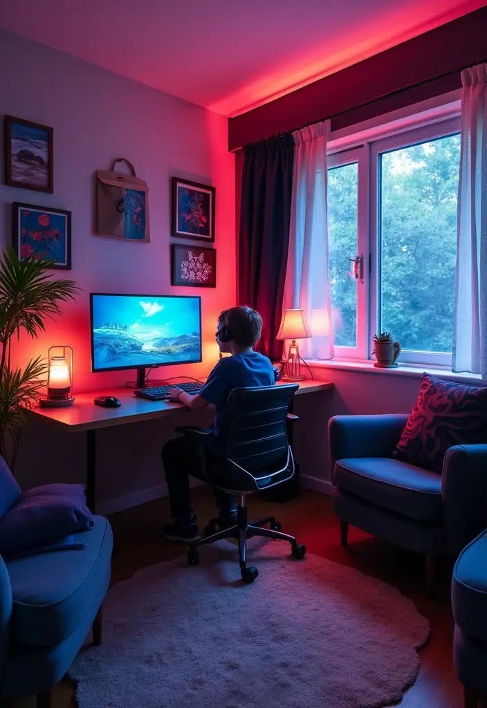 29 Teen Boy Bedroom Ideas Full of Energy and Personality - 24. Gaming Zone Setup