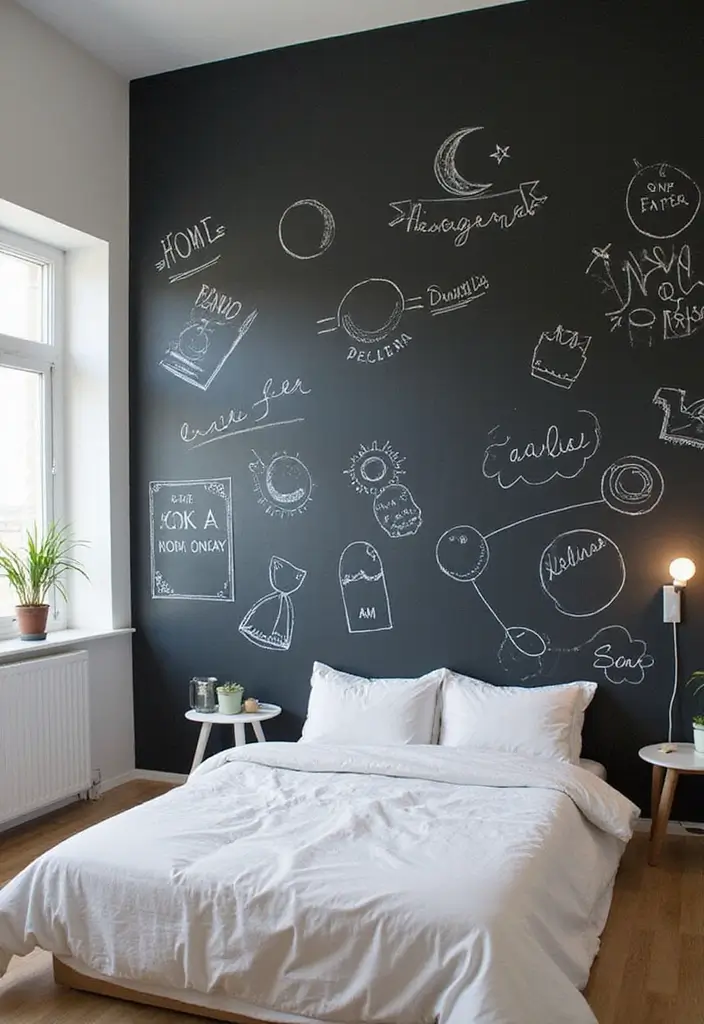 29 Teen Boy Bedroom Ideas Full of Energy and Personality - 26. Interactive Chalk Wall