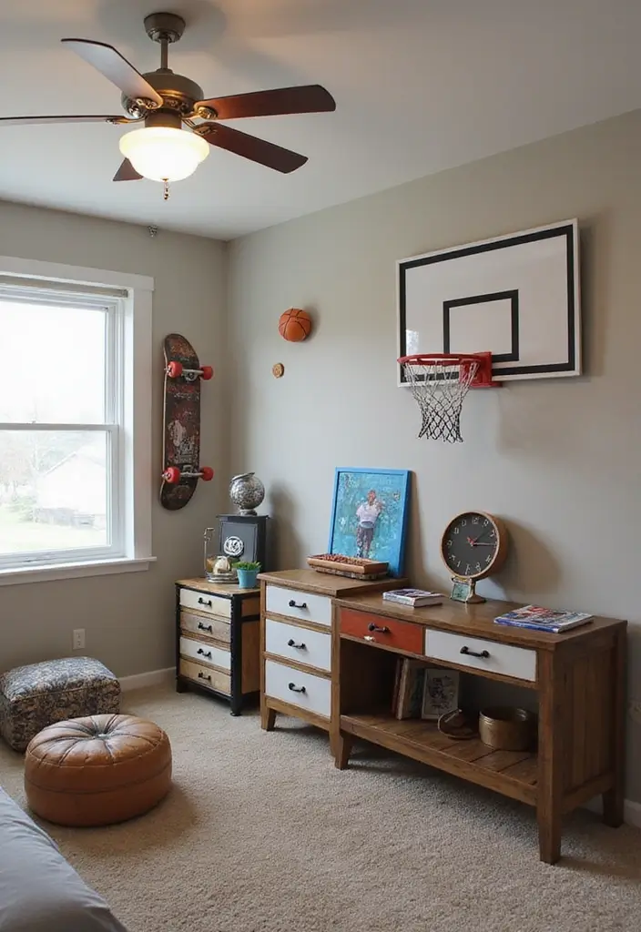 29 Teen Boy Bedroom Ideas Full of Energy and Personality - 3. Sports Equipment Decor