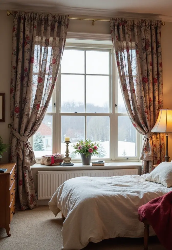 30+ Christmas Bedroom Decor Ideas That Create Holiday Magic - 16. Holiday-Themed Curtains
