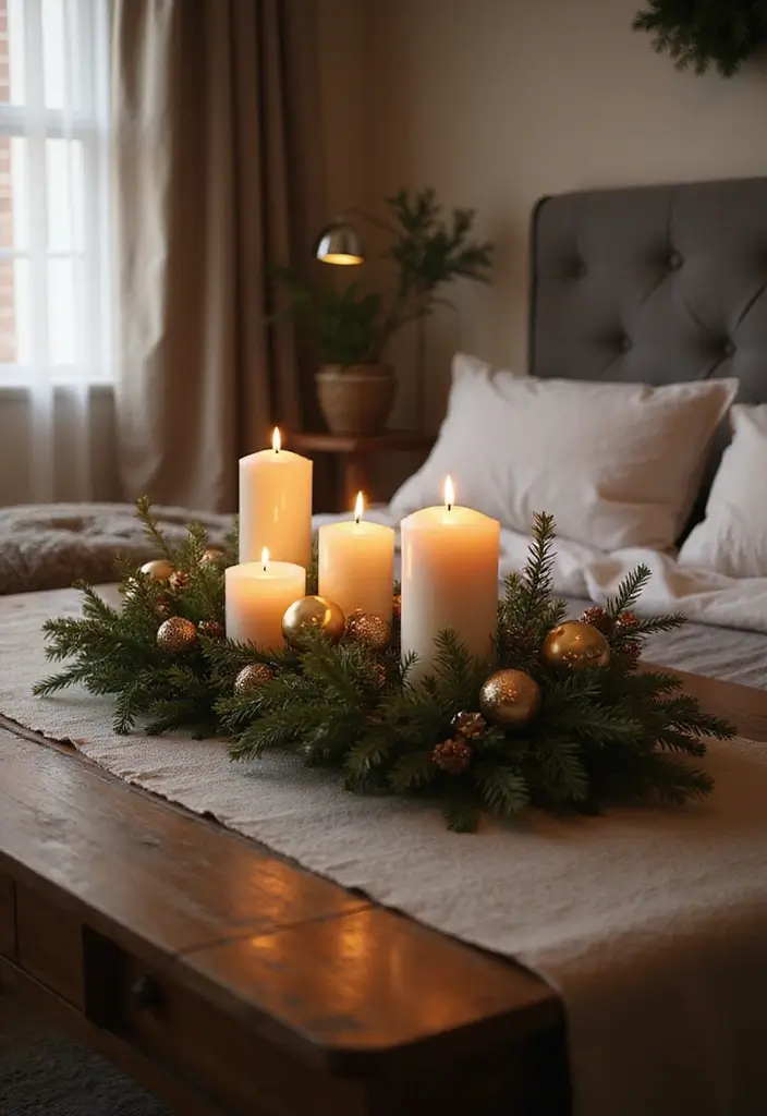 30+ Christmas Bedroom Decor Ideas That Create Holiday Magic - 29. Christmas-Themed Table Centerpieces