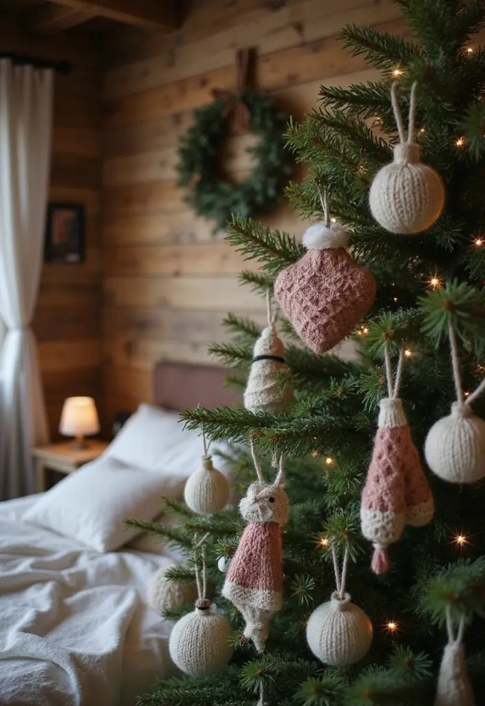 30+ Christmas Bedroom Decor Ideas That Create Holiday Magic - 9. Woolen or Knitted Ornaments