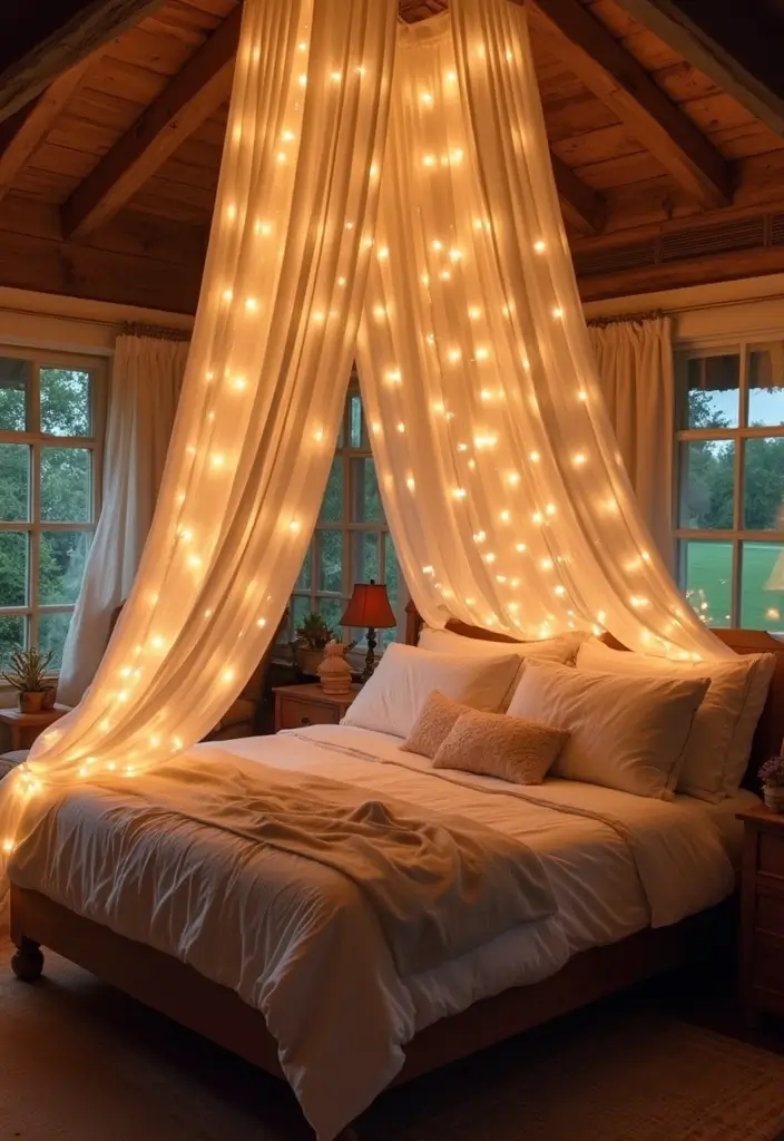 30 Cottage Bedroom Ideas Full of Cozy and Rustic Charm - 10. Whimsical Canopies