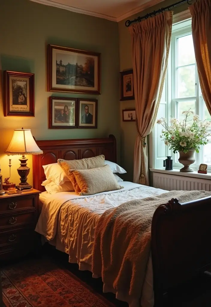 30 Cottage Bedroom Ideas Full of Cozy and Rustic Charm - 11. Personal Touches with Family Heirlooms