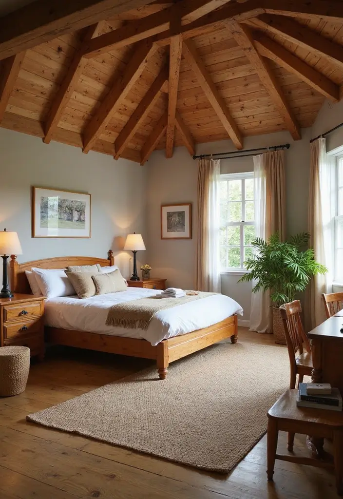 30 Cottage Bedroom Ideas Full of Cozy and Rustic Charm - 15. Warm Wood Finishes