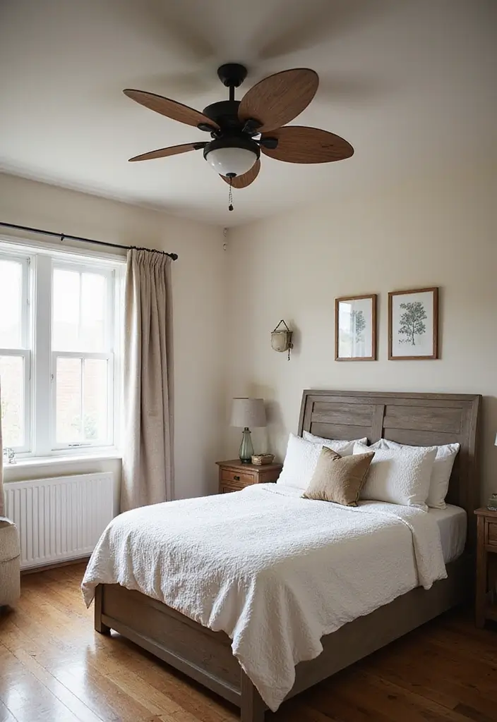 30 Farmhouse Bedroom Ideas for Rustic and Timeless Comfort - 11. Rustic Ceiling Fans