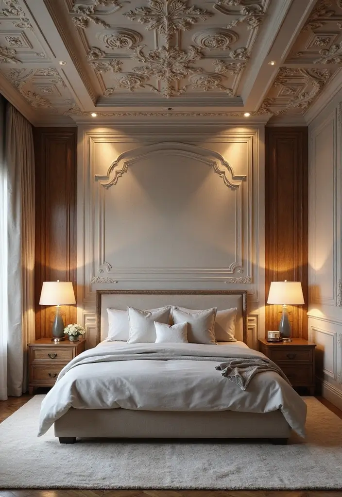 30 Luxurious Bedroom Ideas That Redefine Elegance 11 30 Luxurious Bedroom Ideas That Redefine Elegance - 11. Ceiling Treatment for Added Drama