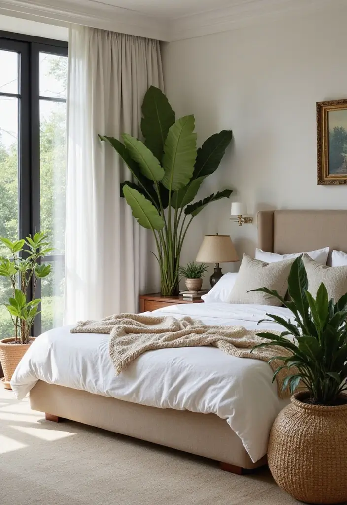 30 Luxurious Bedroom Ideas That Redefine Elegance 15 30 Luxurious Bedroom Ideas That Redefine Elegance - 15. Indoor Plants for a Touch of Nature