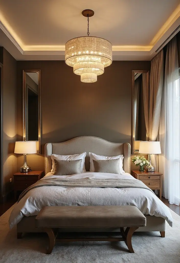 30 Luxurious Bedroom Ideas That Redefine Elegance 16 30 Luxurious Bedroom Ideas That Redefine Elegance - 16. Statement Lighting Fixtures as Art