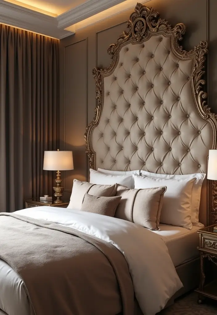 30 Luxurious Bedroom Ideas That Redefine Elegance 28 30 Luxurious Bedroom Ideas That Redefine Elegance - 28. Elegant Headboards as a Focal Point