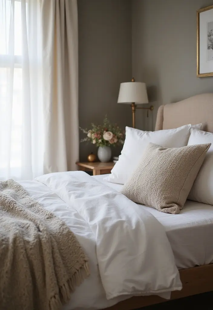 30+ Small Bedroom Ideas That Make Compact Spaces Feel Bigger - 17. Layer Textures with Bedding